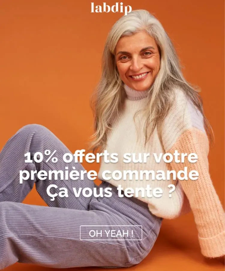 Email de relance panier de la marque Labdip avec 10 % offerts