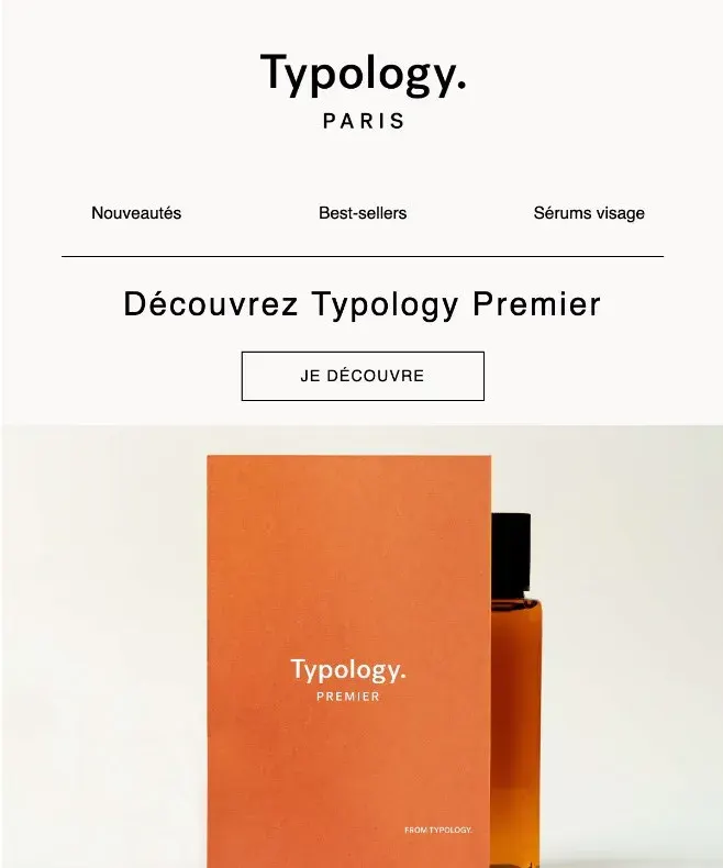 Email de promotion du programme Typology Premier