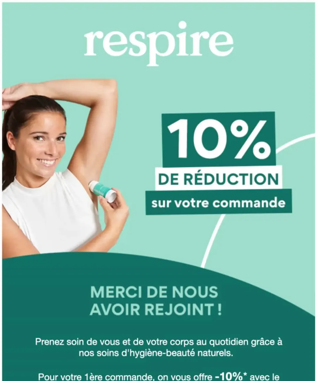 Email de bienvenue de la marque Respire
